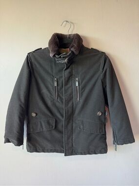 ETRO Milano Vintage Espresso Brown Lamb Leather Silk Lined Utility Jacket 8 Year